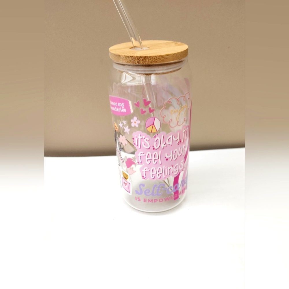 COPY - "It's Ok to Feel Your Feelings" Custom Beer Can Glass